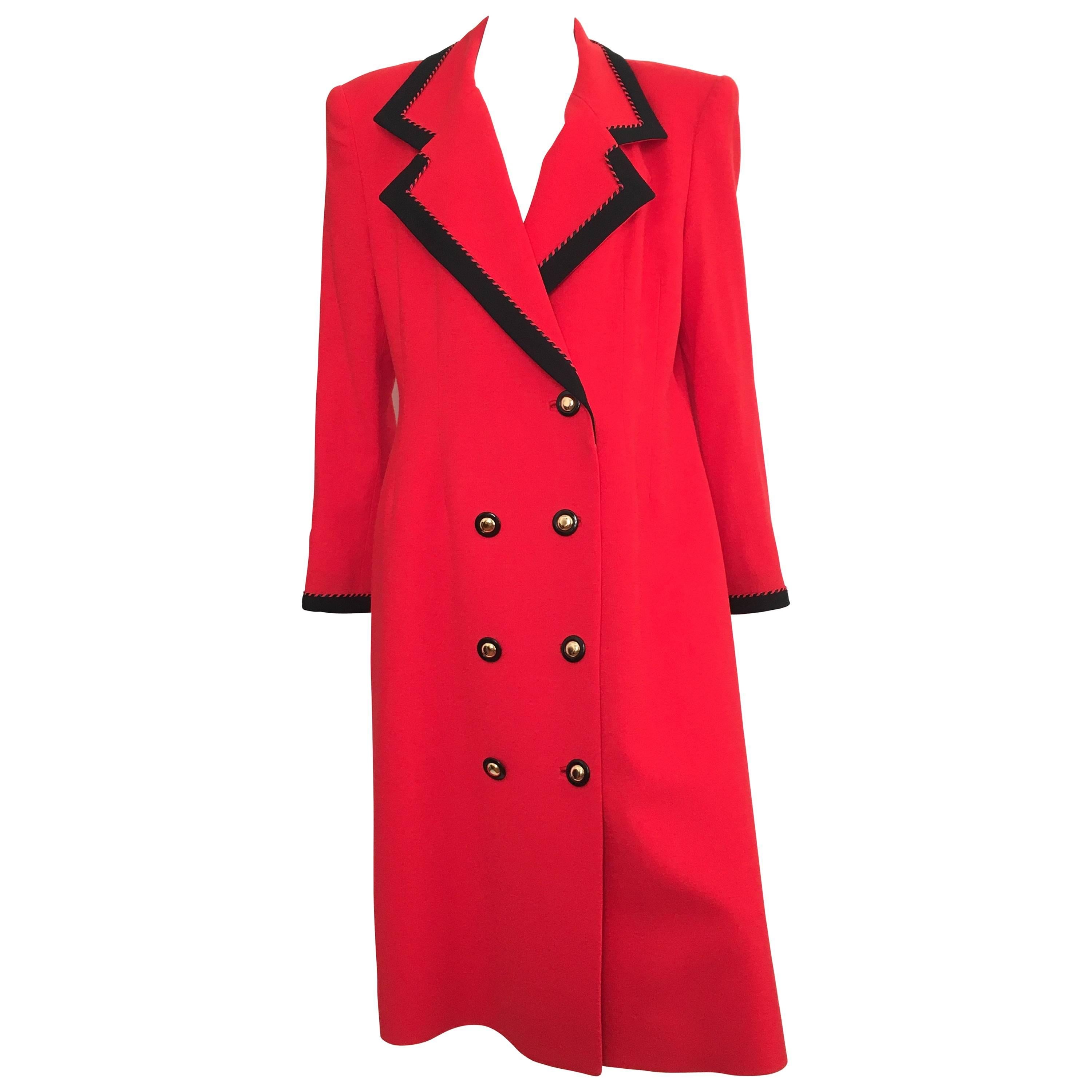 Lilli Ann Red Wool Coat Size Large, 1980s  For Sale