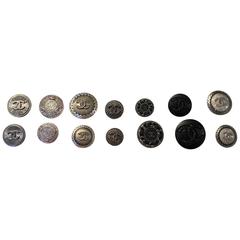Chanel Buttons - Assorted Lot of 14 - Silver Tone / Black 
