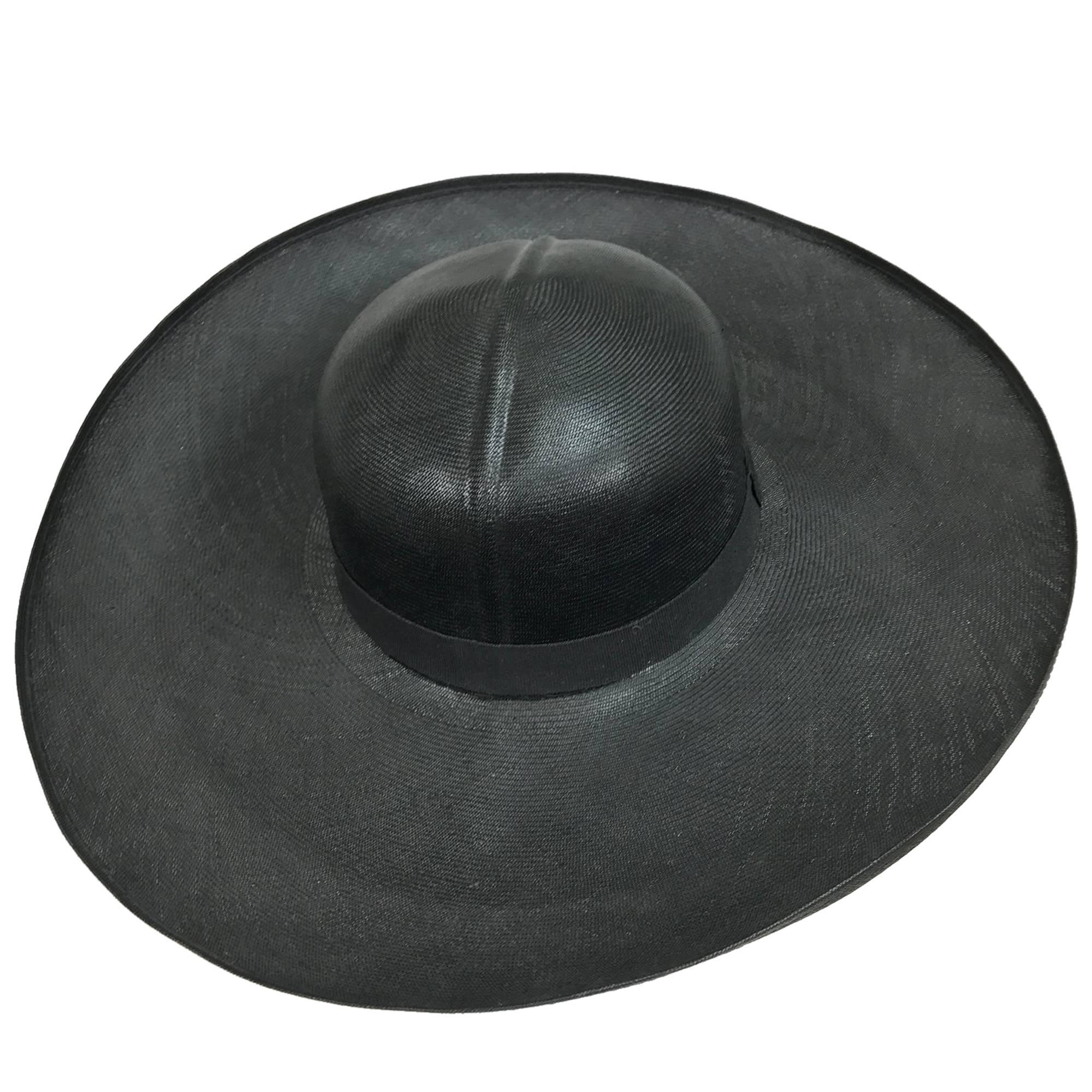 Vintage Gucci fine black straw wide brim hat 1960s