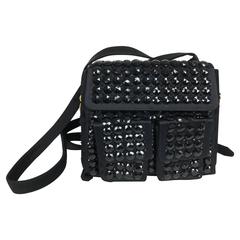 Vintage Versace Couture black jeweled satin back pack 1980s 10