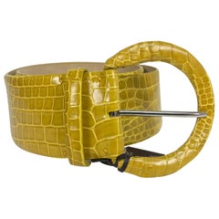 Tardini wide yellow crocodile belt NWT size Large 36
