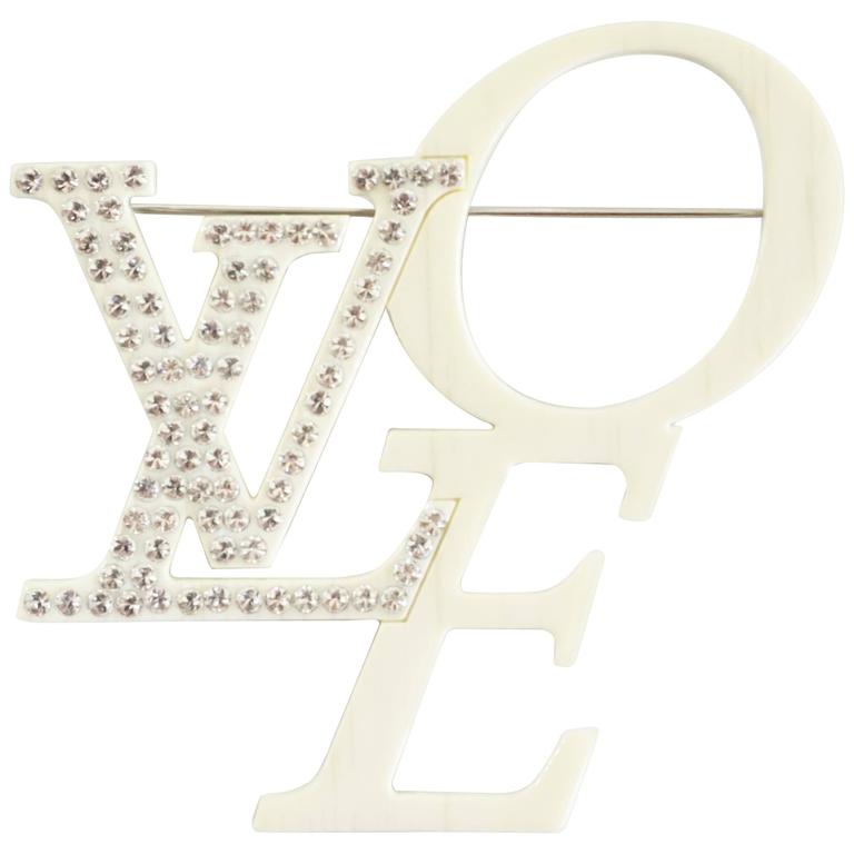 Marc Jacobs for Louis Vuitton Ivory Rhinestone Love Brooch at 1stDibs