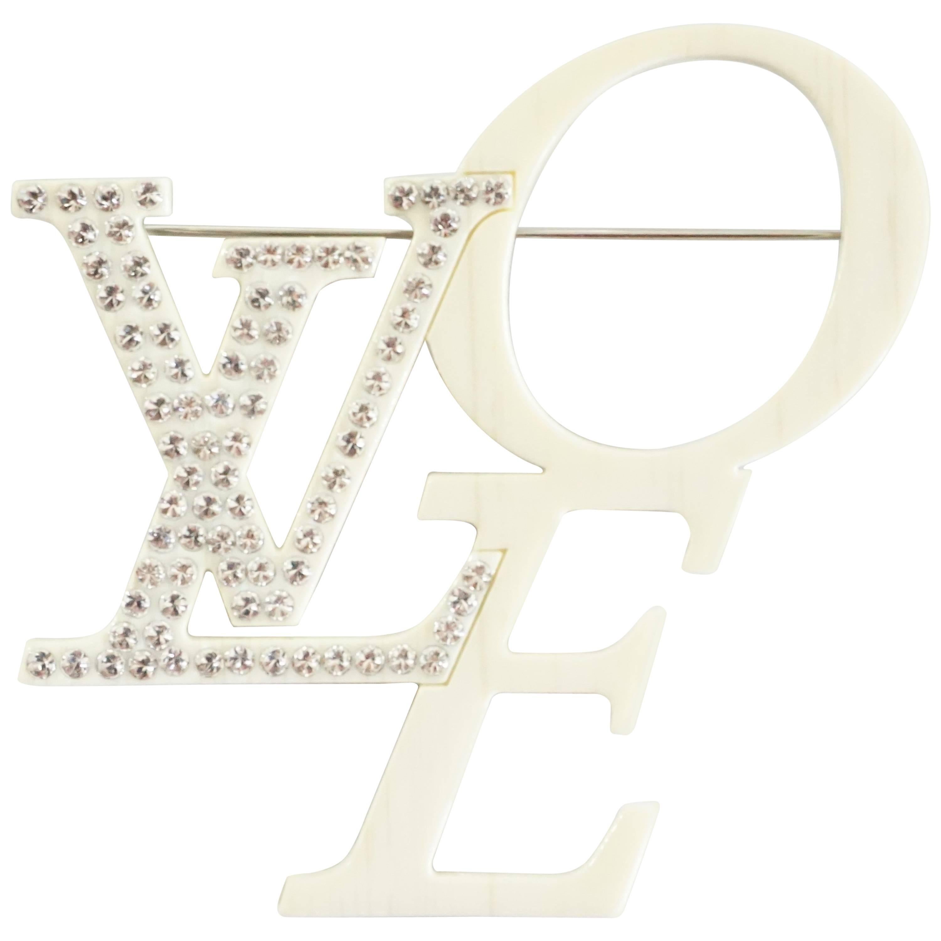 Marc Jacobs for Louis Vuitton Ivory Rhinestone Love Brooch 