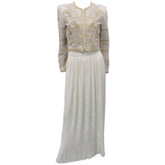 Mary McFadden Couture Bolero beaded jacket with pleated skirt 4