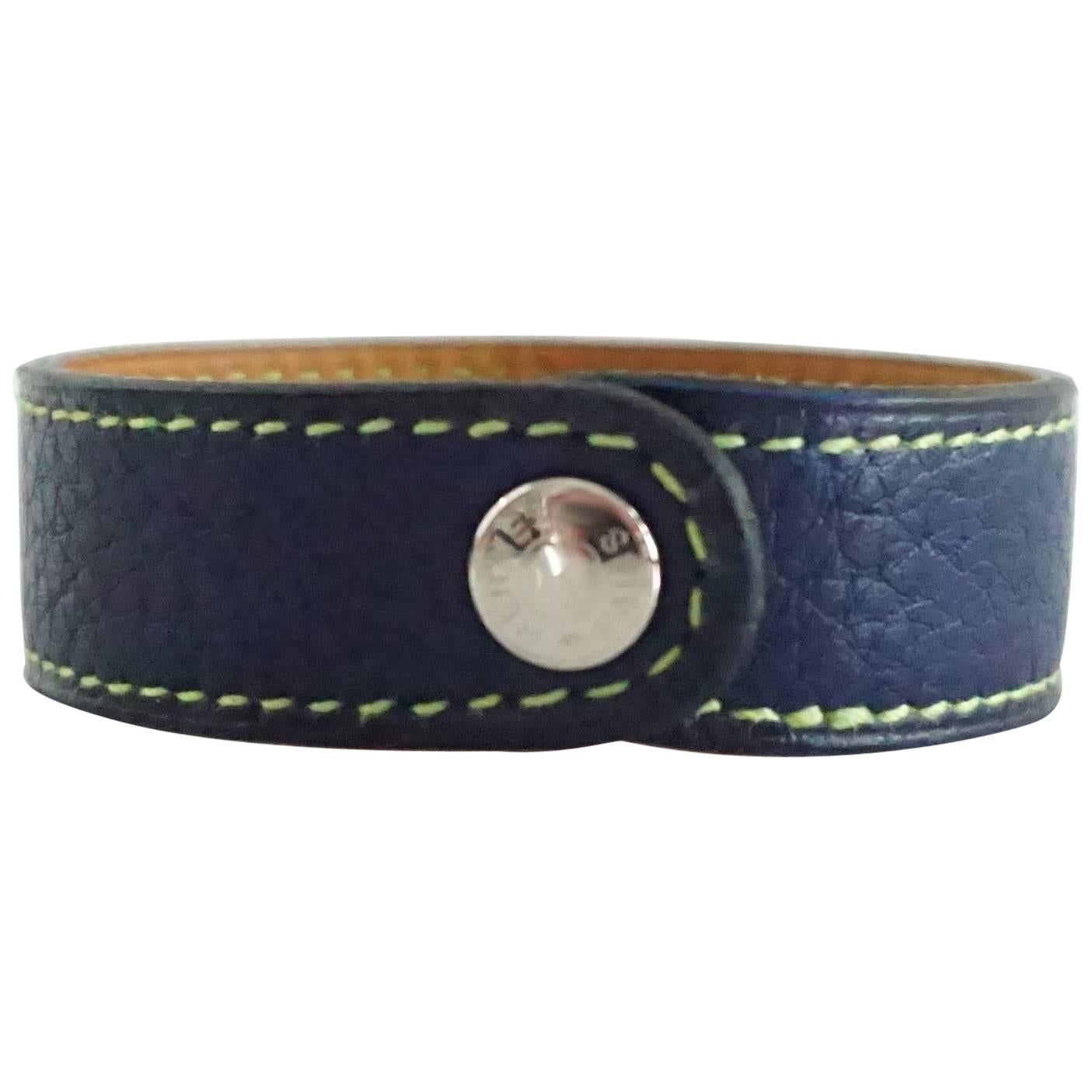 Hermes Blue Leather Bracelet 