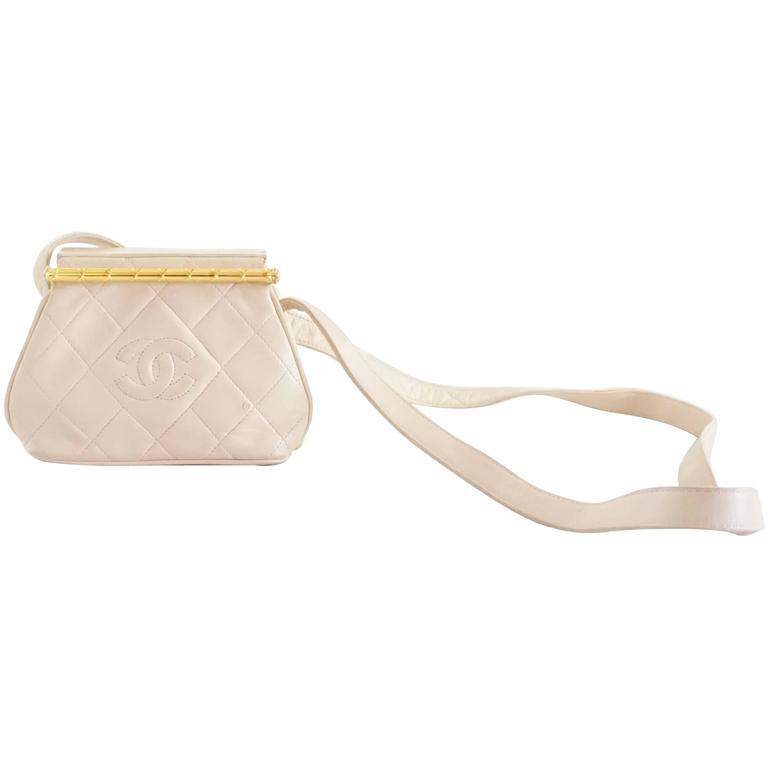 Chanel Pink Leather Frame Crossbody Bag circa late 80's For Sale at