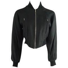 Christian Dior Black Linen Bomber Jacket - 1990's. 