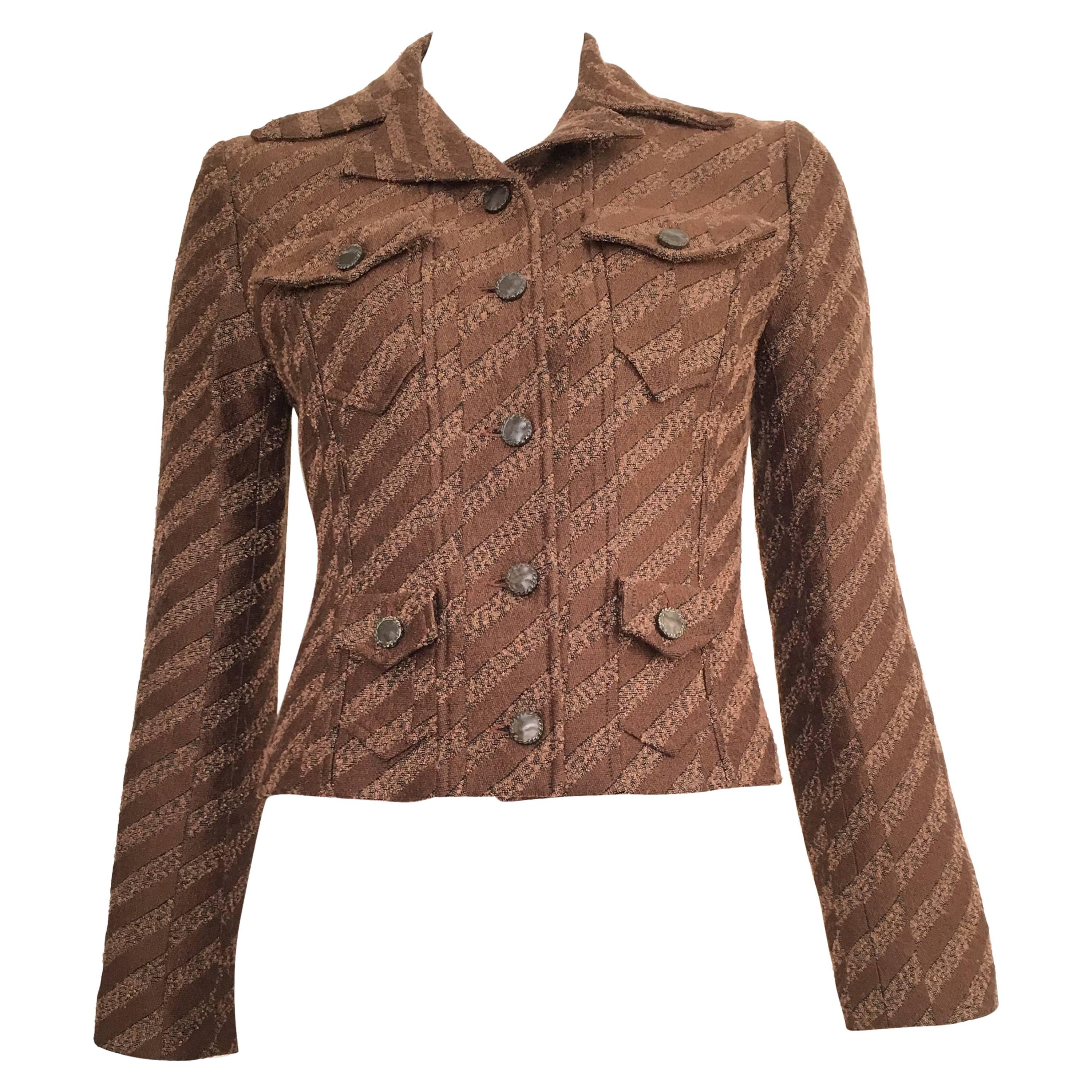 Christian Lacroix Cropped Brown Jacket Size 4. For Sale