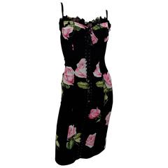 Vintage Iconic Dolce & Gabbana "Evita"  corset bustier floral fitted dress 4 curvy girl!