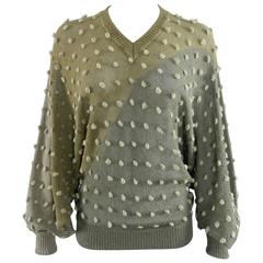 Issey Miyake 1980s Taupe Batwing Sleeve Sweater