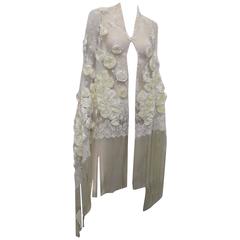 Valentino New with tag  ivory Rosette  and fringes Lace Shawl / bridal