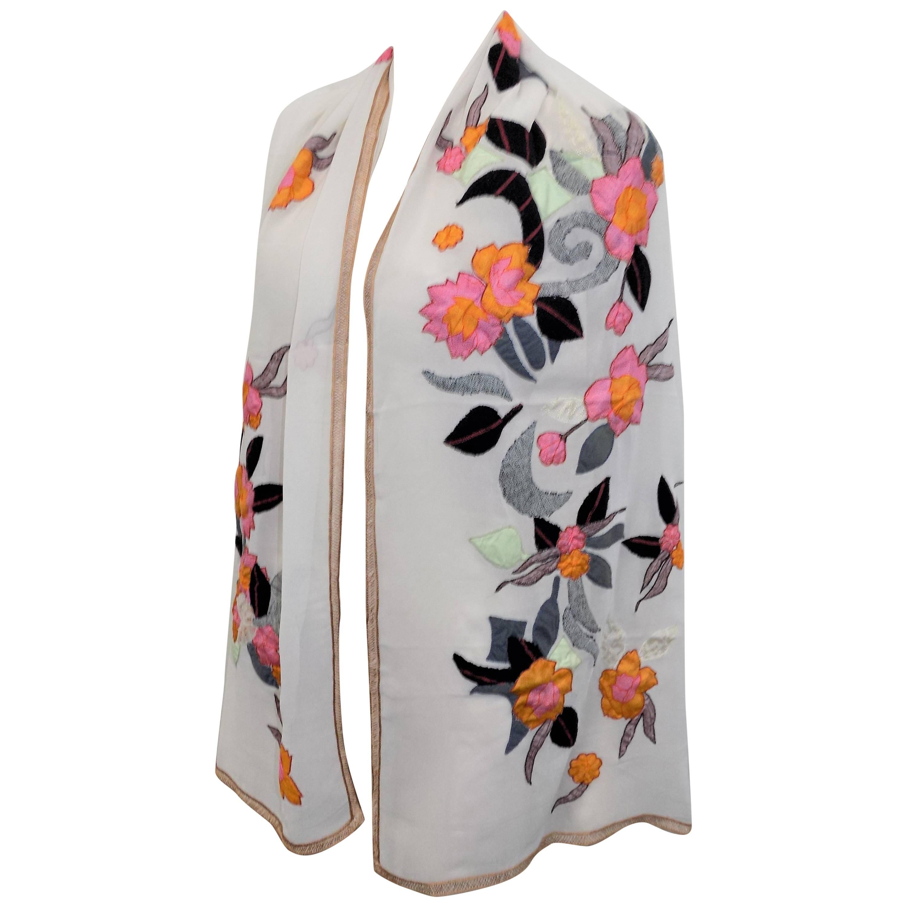 Dries Van Noten New oversized silk embroidered shawl kimono For Sale