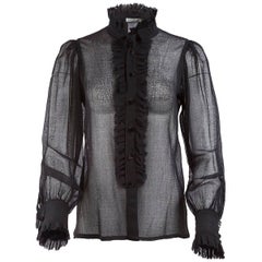 Tao Comme Des Garçons Sheer Silk Ruffled Blouse