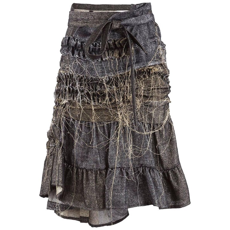 Tao Comme des Garçons Metallic Asymmetric Wrap Skirt For Sale