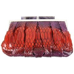 Judith Leiber Ombre Plum to Red Snake Skin Clutch Handbag New with tags 3