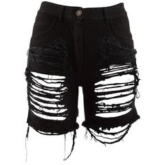 Maison Martin Margiela Spring-Summer 2008 black denim ripped shorts 7