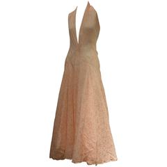 Exceptional 1930' s Bias Cut Silk Crepe Gown 