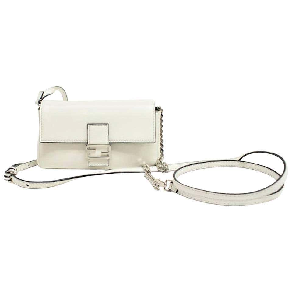 Fendi Micro White Baguette Nappa Cross Body Bag For Sale at 1stDibs