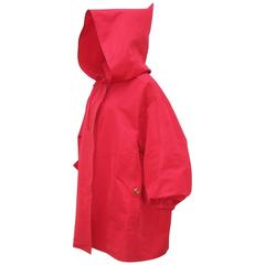 Retro Glam C.1990 Christian LaCroix Red Silk Faille Wind Breaker Jacket