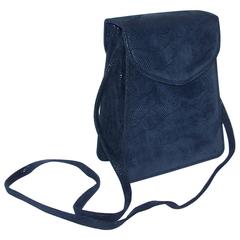 Textural C.1990 Michelle LaLonde Suede Leather Navy Blue Handbag 7