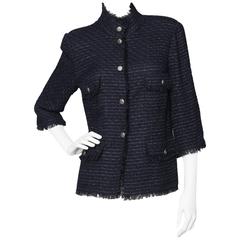 Vintage Midnight Blue Chanel Tweed Jacket