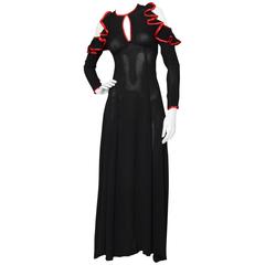 Retro A Stunning 1970s Ossie Clark Black Evening Gown 