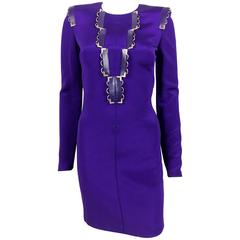 Used 2010s Versace Royal Purple Body-Hugging Cocktail Dress