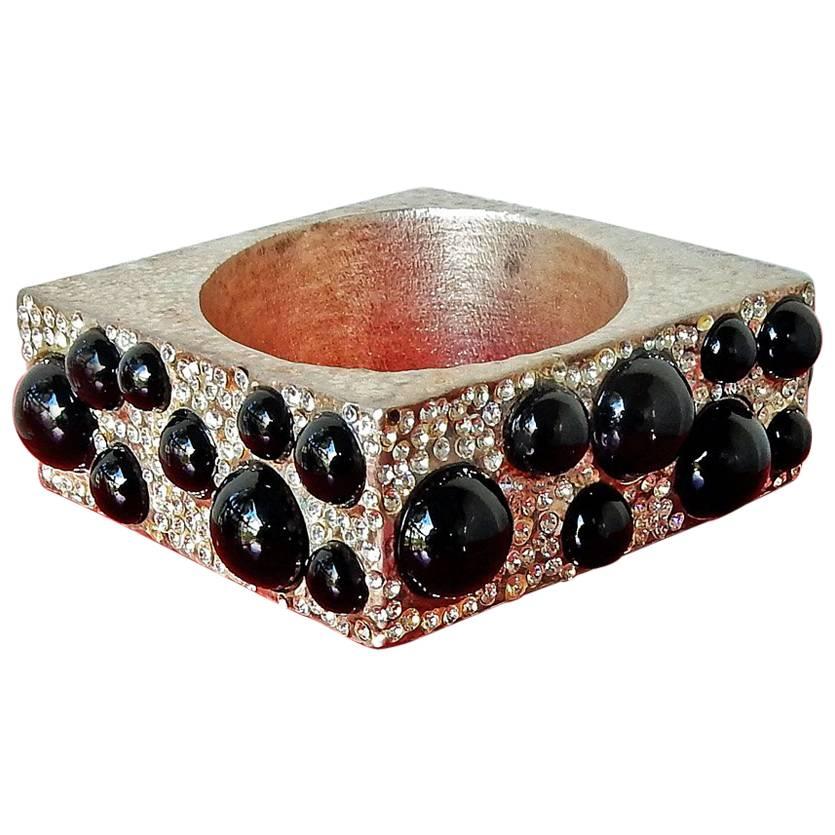 Rare Authentic Valentino Haute Couture Runway Jeweled Square Cuff Bracelet