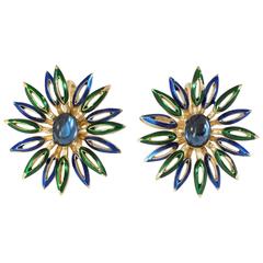 1960s Trifari Clip-on Flower Earrings 