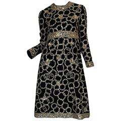 1960s Malcolm Starr Gold Braid, Sequin & Beaded Dress 1