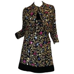 1960s Arnold Scaasi Couture Metallic Applique Dress Set 12