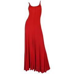 c1971 Halston Red Silk Knit Jersey Bias Cut Tank Dress 2