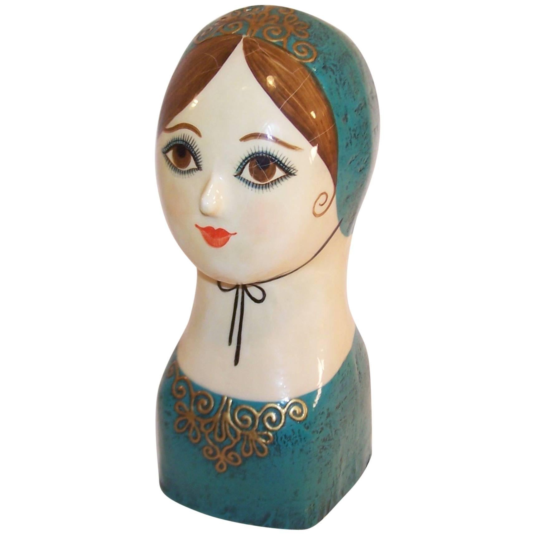 Whimsical C.1960 Gemma Taccogna Papier Mache Folk Art Head