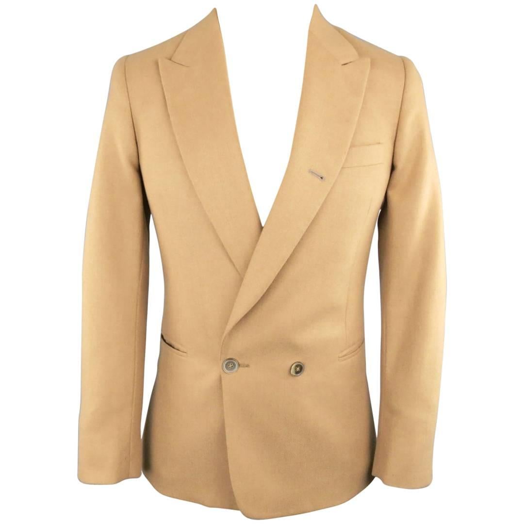 Men's PAUL SMITH 34 Tan Camel Hair Double Breasted Sport Coat