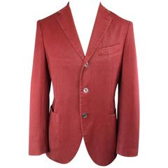 Men's BOGLIOLI 38 Burgundy Washed Dyed Soft Wool 3 button Sport Coat