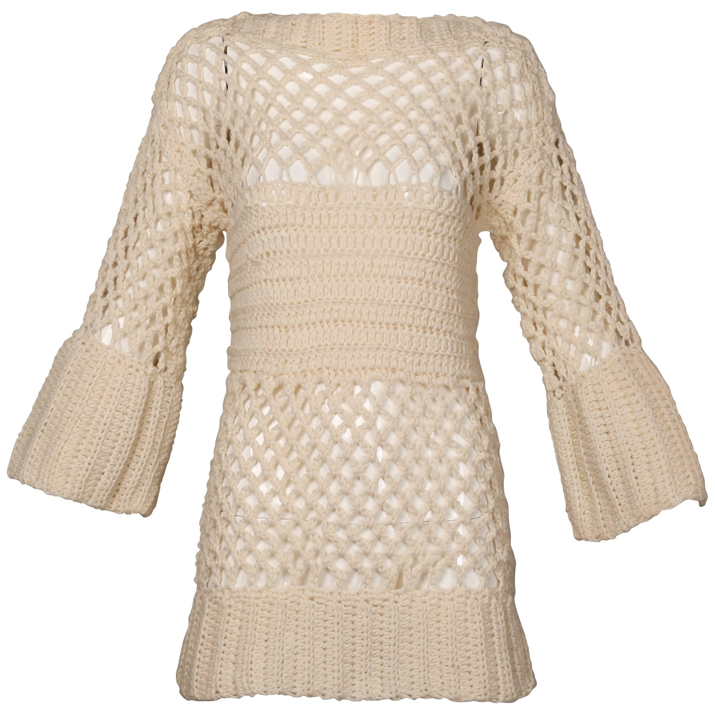 1970s Vintage Hand-Knit Wool Sweater Tunic