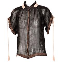 Jean Paul Gaultier Pleated Silk Blouse Top or Shirt 9
