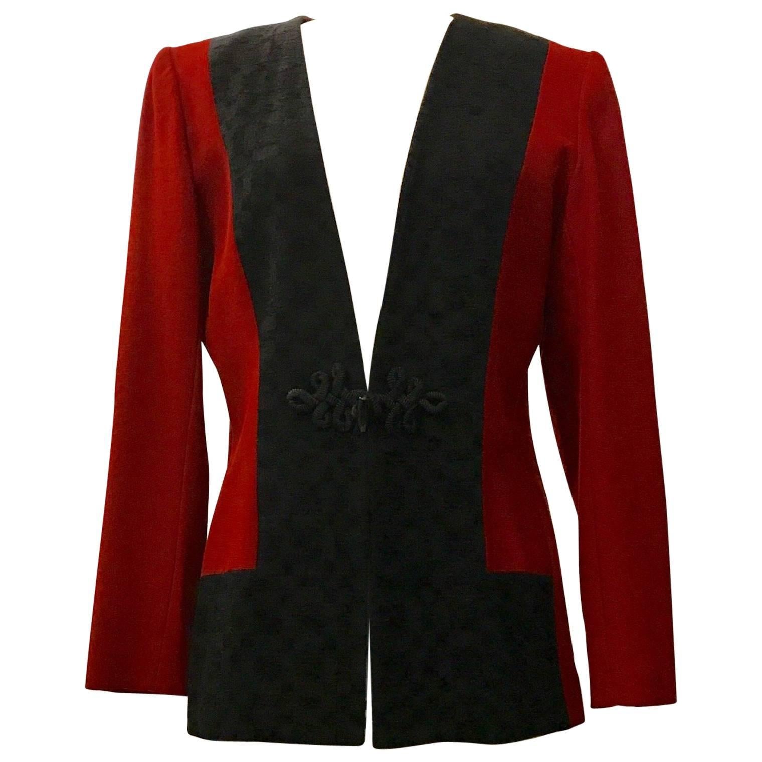 Yves Saint Laurent Encore Deep Red 1990s Blazer Jacket 