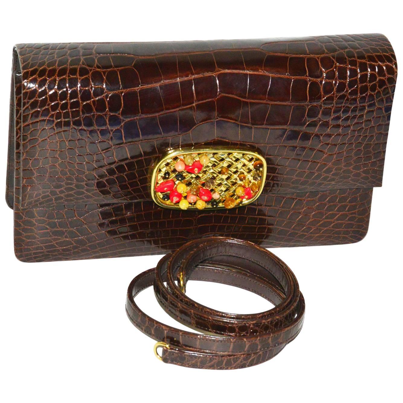 Darby Scott Alligator and Stone Bag For Sale