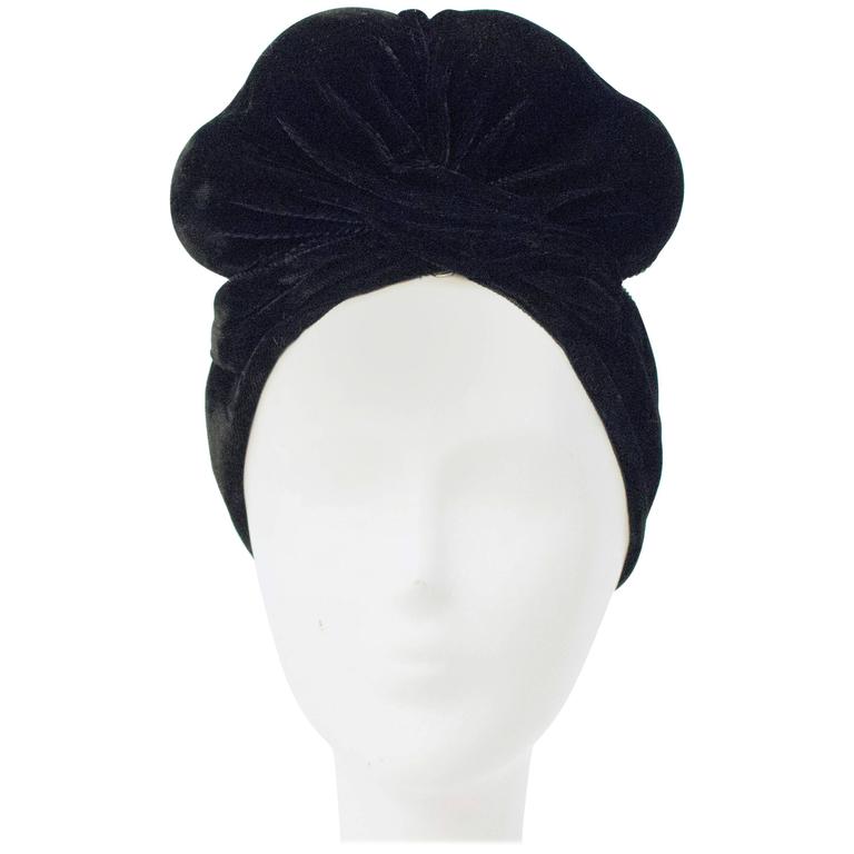 40s Black Velvet Hat at 1stDibs