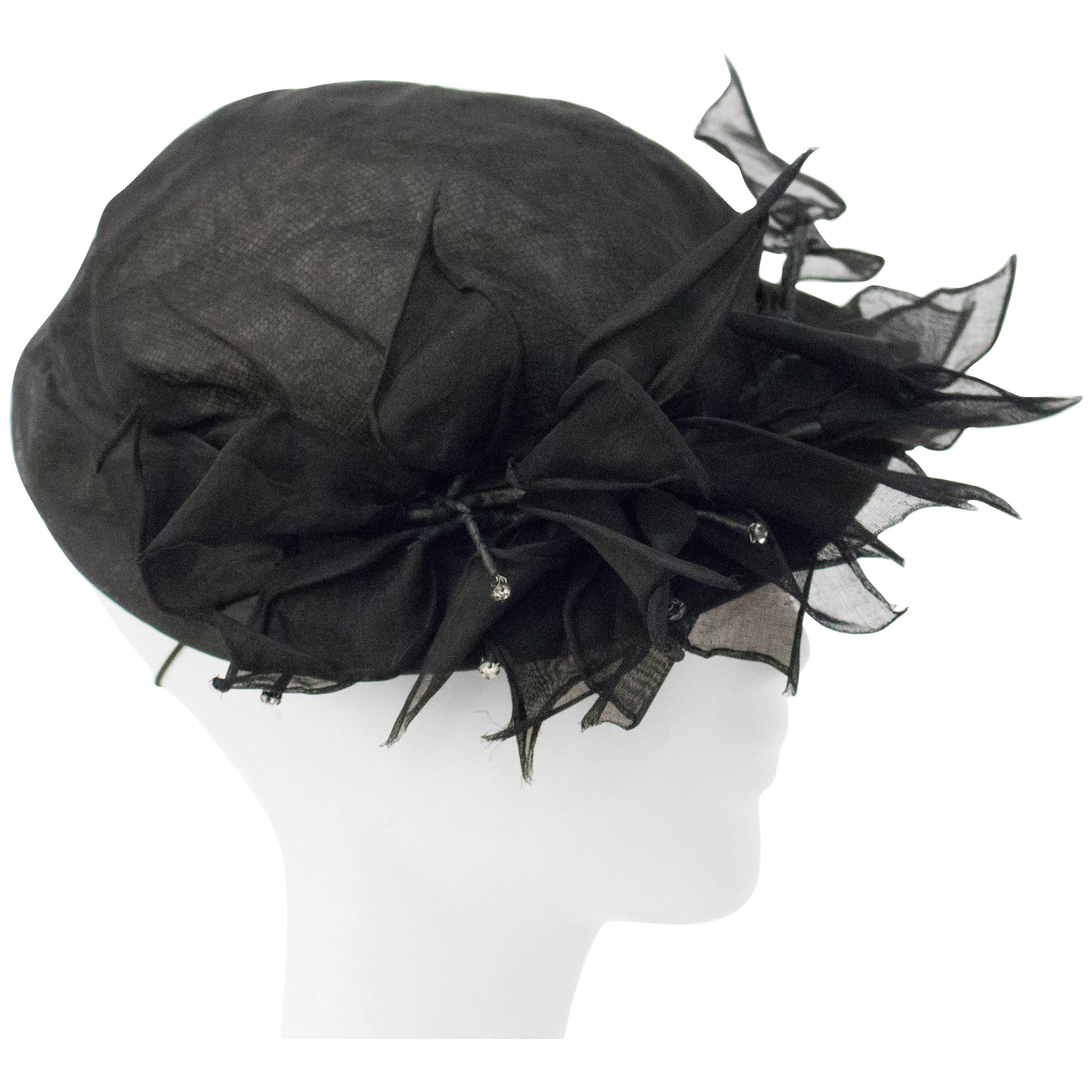 50s Black Tulle Hat