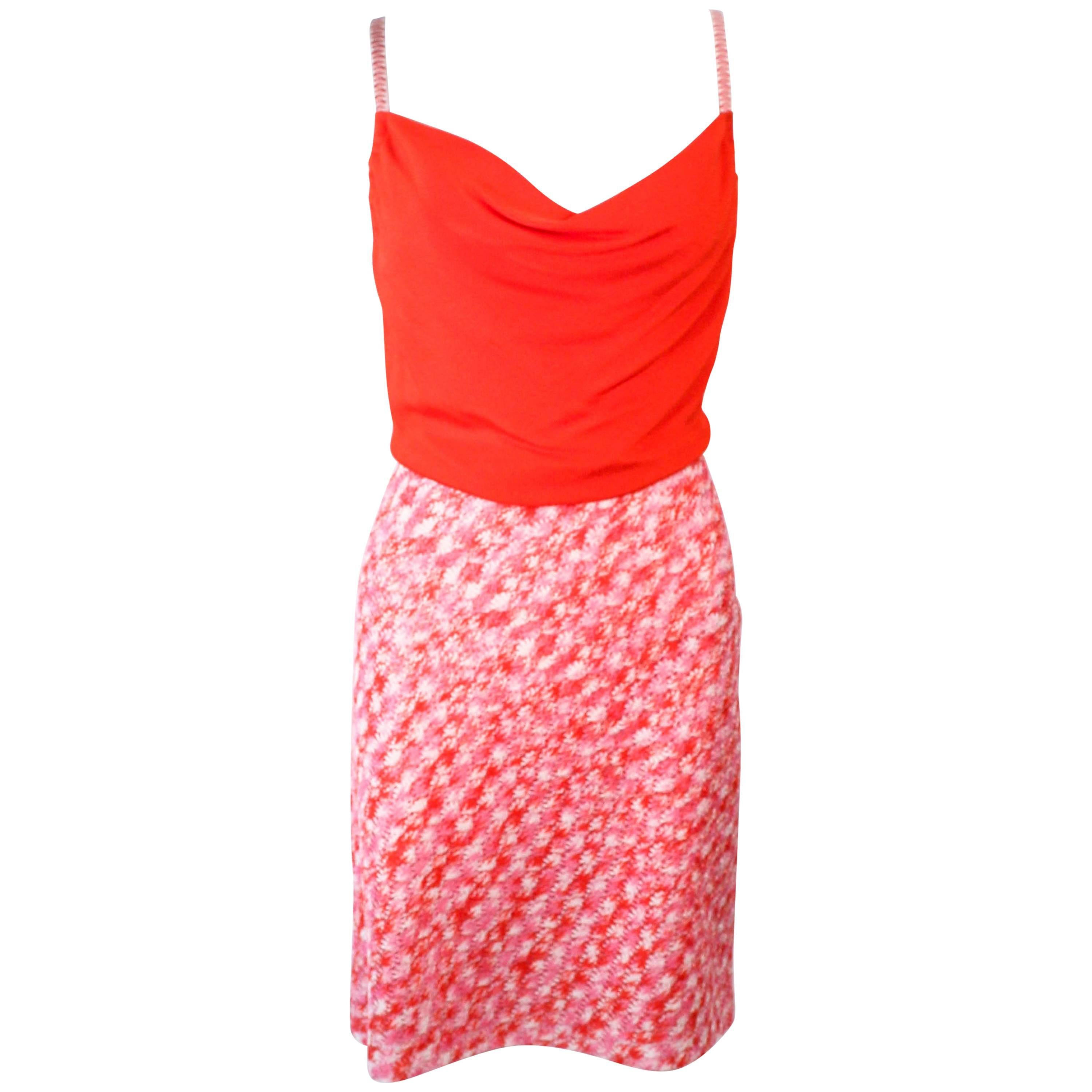 MISSONI Orange and Pink Knit Dress with Wrap Set Size 40 For Sale