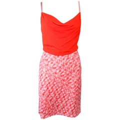 Vintage MISSONI Orange and Pink Knit Dress with Wrap Set Size 40