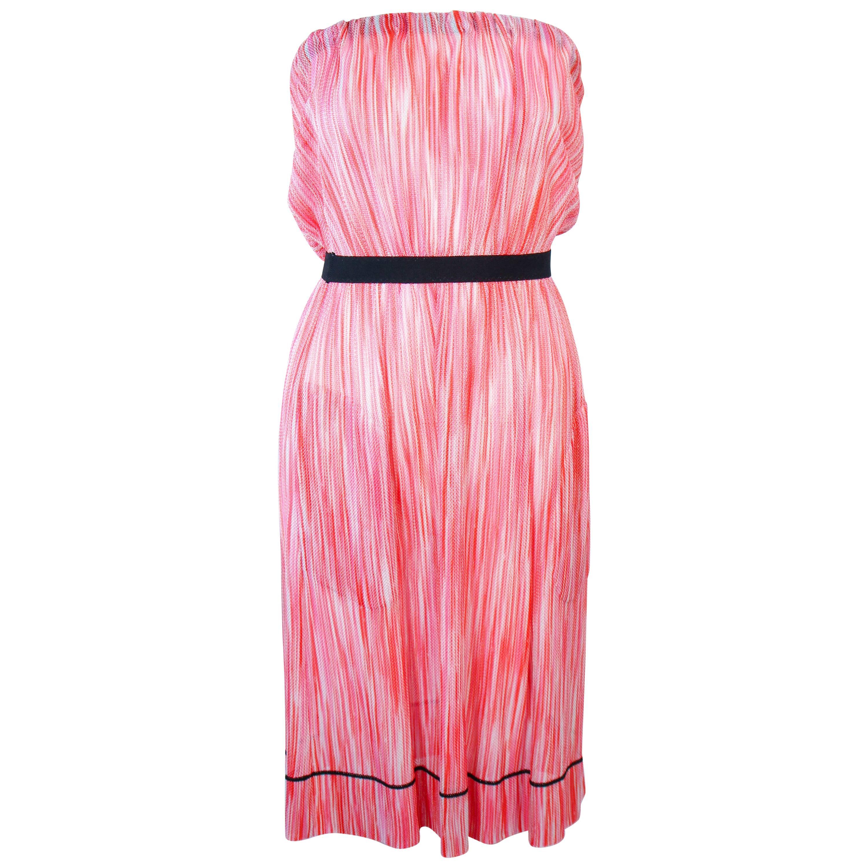 MISSONI White Orange and Pink Knit Strapless Dress Size 4 6 For Sale
