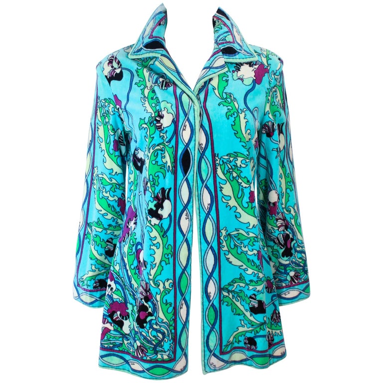 EMILIO PUCCI Vintage 1960's Terry Cloth Velour Swimsuit Cover Up Size 2 4  For Sale at 1stDibs