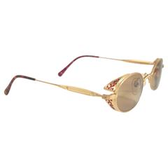New Retro Matsuda 10608 Matte Gold Oval 1990's Made in Japan Sunglasses