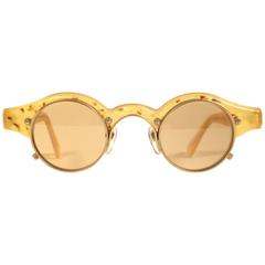 New Vintage Matsuda 10605 Yellow & Gold Collector 1990 Made in Japan Sunglasses 12