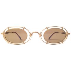 New Vintage Matsuda 10607 Oval Gold Matte Inserts 1990 Made in Japan Sunglasses 9