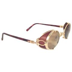New Vintage Matsuda 10610 Matte Gold Side Cups 1990's Made in Japan Sunglasses