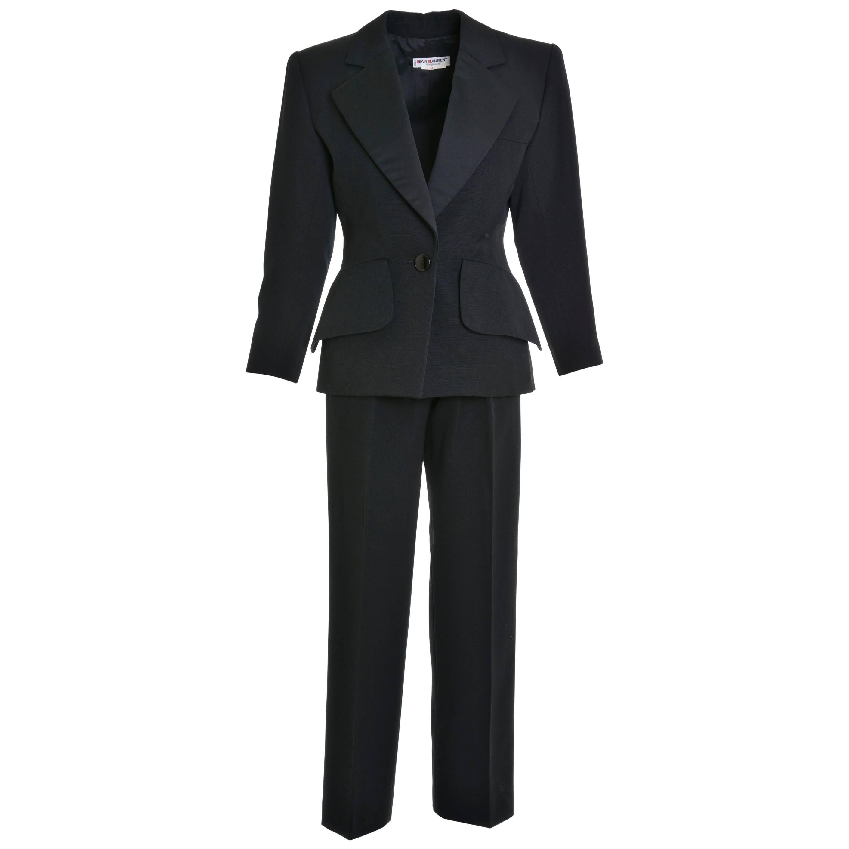 1980s Saint Laurent Rive Gauche Tuxedo Suit Pants. For Sale